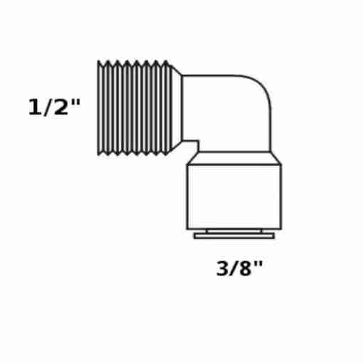 Tiger Straight Adaptor 3/8" tube x 1/2" NPT