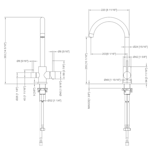 Gold 3 Way Mixer Tap - Image 2