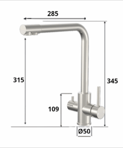 Brushed Nickel 3 Way Mixer Taps