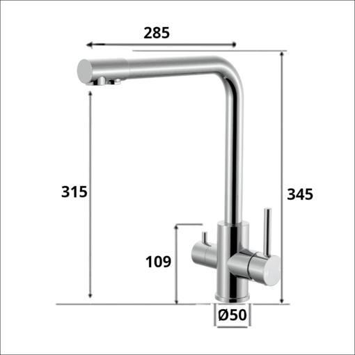 Chrome 3 Way Mixer Taps