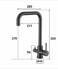 Alternative view of Matte Black 3 Way Kitchen Mixer Tap