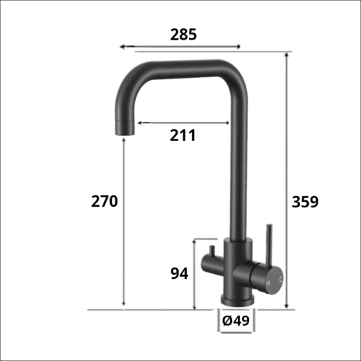Matte Black 3 Way Kitchen Mixer Tap - Image 2