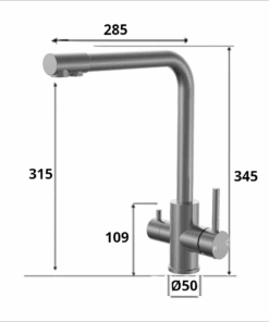 Gunmetal Grey 3 Way Mixer Taps
