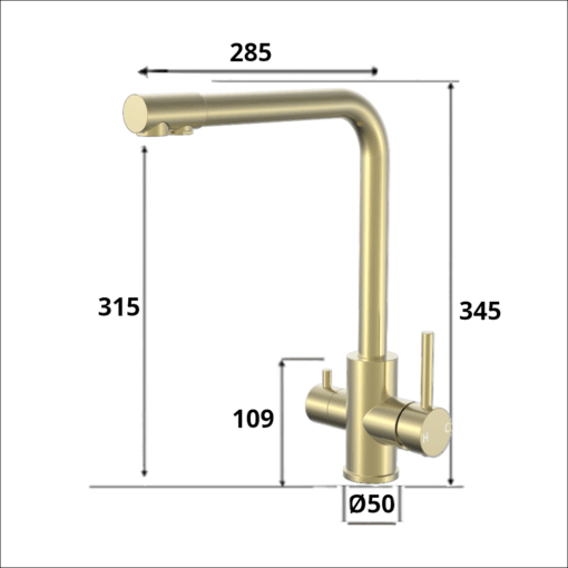 Gold 3 Way Mixer Taps