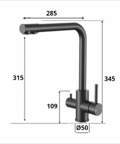 Matte Black 3 Way Mixer Taps