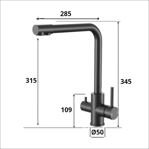Matte Black 3 Way Mixer Taps