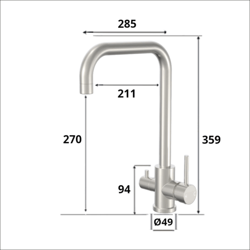 Brushed Nickel 3 Way Kitchen Mixer Tap