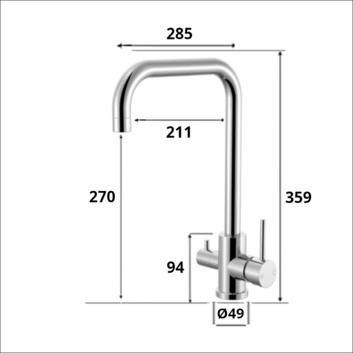 Chrome 3 Way Kitchen Mixer Tap - Image 2