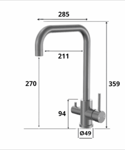 Gunmetal Grey 3 Way Kitchen Mixer Tap