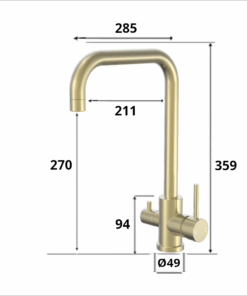 Gold 3 Way Kitchen Mixer Tap